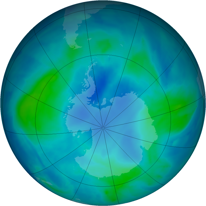Antarctic ozone map for 22 February 2009